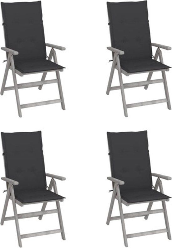 vidaXL Tuinstoelen 4 stuks verstelbaar met kussens massief acaciahout