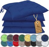 NatureMark Zitkussen stoelkussen met linten 40x40cm set van 4 marineblauw