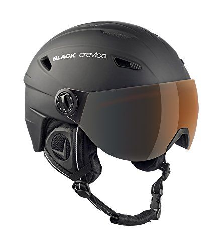 Black Crevice Skihelm voor volwassenen Silvretta, met vizier, zwart/wit, S