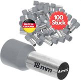Kalitec 100 stuks AE418GR adereindhulzen geïsoleerd 4,0 mm² 18 mm lang grijs
