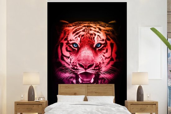 Nr1Wallpaper Behang - Fotobehang Tijger - Oranje - Rood - Breedte 155 cm x hoogte 240 cm