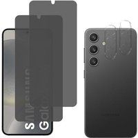 Phonillico® Zwart Anti-Spy gehard glas voor Samsung Galaxy S24 en camerabescherming [Pack 2]