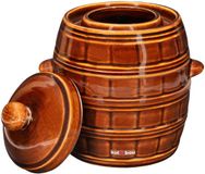 KOTARBAU® Fermentatiepot 5 L - Zuurkoolpot - met Deksel en Waterrand Keramische Fermentatiepot - Steengoed - Bruin