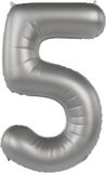 Folat Folieballon Cijfer 5 Moonlight Silver - 86 cm