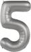 Folat Folieballon Cijfer 5 Moonlight Silver - 86 cm