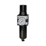 Riegler Filterregelaar »multifix« met metalen houder, kijkbuis en mano, 5 μm, BG 1, G 1/4, PE max. 20 bar, regelaar. 0,5-10 bar, afvoer HA