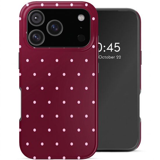 Selencia Hoesje - Geschikt voor Apple iPhone 17 Pro - Backcover geschikt voor MagSafe - Happy Dots Burgundy