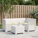 vidaXL Banc de jardin pour 4 personnes avec coussins aspect rotin PP blanc