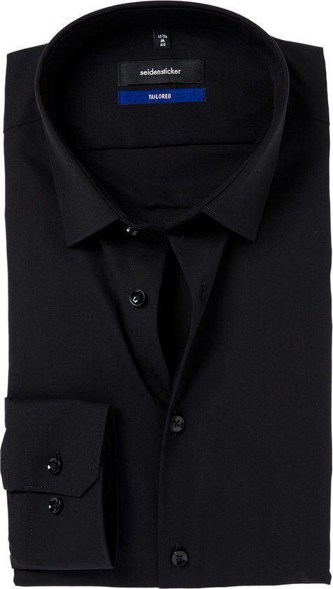 Seidensticker Tailored Fit Overhemd - Zwart - Maat 44 - Heren