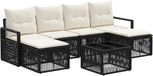 vidaXL Tuinbankenset 7-delig Zwart Polyrattan