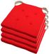 Stof Textile stoelkussen DUO - 4x - Rood - 38 x 38 x 4 cm