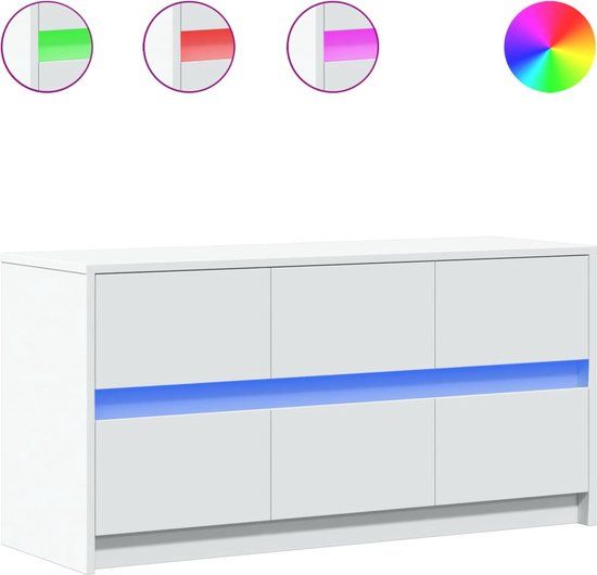 vidaXL Tv-meubel met LED - Bewerkt hout - Wit