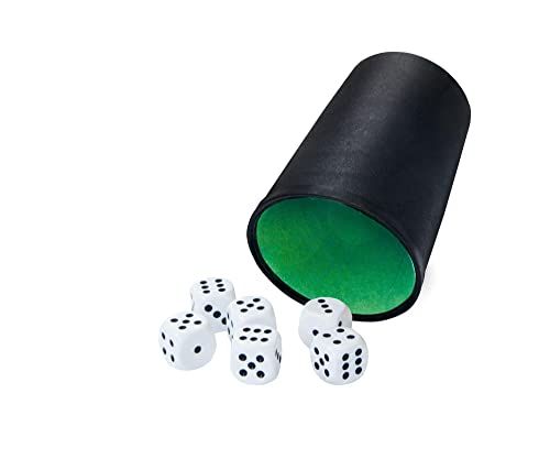 Noris 606154512 - kubusbeker met 6 dobbelstenen, veelzijdig inzetbare dobbelstenen set voor spelers vanaf 3 jaar