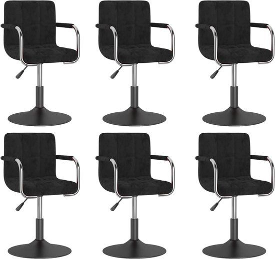 vidaXL Eetkamerstoelen 6 stuks draaibaar fluweel zwart