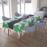 Bonamaison Tafelkleed, Anti-Mold, Sneldrogend, Waterdicht, 100% Polyester Tafellaken, Petroleum Groen, Wit, 140 x 200 Cm