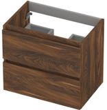 INK - Onderkast 2 Laden Greeploos met Houten Keerlijst - 600x400x520 Mm - Noten