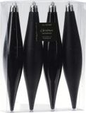Koopman International 4x stuks stalactites de Noël en plastique noir 15 cm mat/brillant
