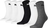 PUMA Sokken Set van 6 Wit/Zwart/Wit/Grijs Schoenmaat 43-46 Unisex Katoen/Polyester/Polyamide