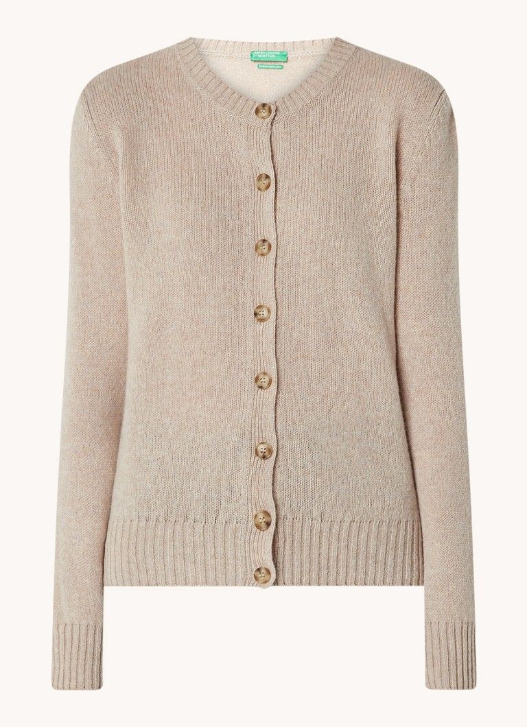 Benetton Fijngebreid vest van wol met ronde hals