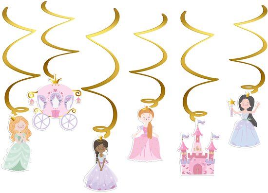 Folat Pretty Princess Hangdecoratie - 6 stuks