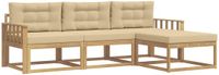 vidaXL - Buiten - bank - set - 4 - st - Wit - en - Beige - Polyester