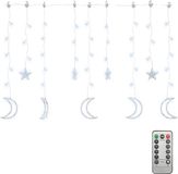vidaXL Lichtslinger ster en maan afstandsbediening 138 LED's koudwit