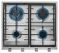 Gazfornuis, 58 cm breed, 4 branders, roestvrij staal, afmetingen 8,4 x 58 x 50 cm