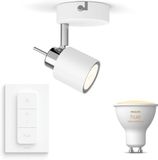 Philips Hue Meranti Opbouwspot (Wit) - Warm tot Koelwit Licht - Incl. Hue Dimmer Switch - Wandspot of Plafondspot met 1 Lichtpunt - GU10 - Hue White Ambiance