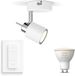 Philips Hue Meranti Opbouwspot (Wit) - Warm tot Koelwit Licht - Incl. Hue Dimmer Switch - Wandspot of Plafondspot met 1 Lichtpunt - GU10 - Hue White Ambiance