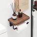 Merkloos Toiletpapierhouder, wc-rolhouder, hout, wandmontage, met plank, bruin/zwart