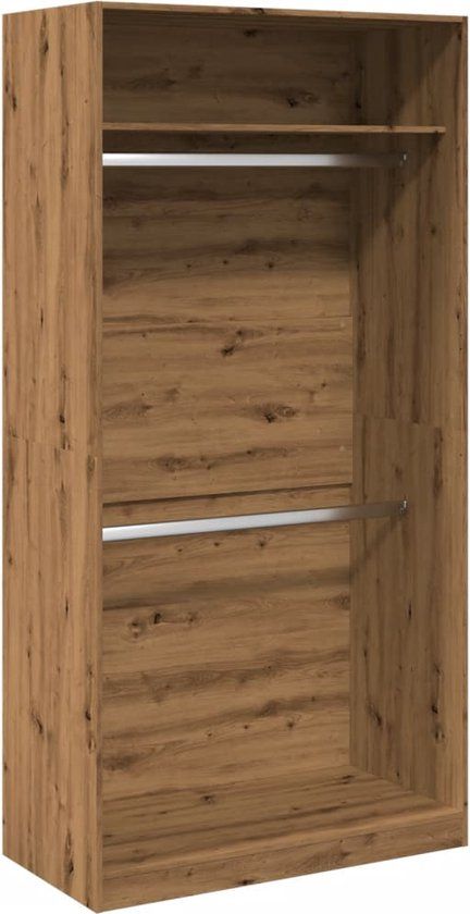 vidaXL Kledingkast 100x50x200 cm bewerkt hout artisanaal eikenkleurig