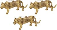 Merkloos / Sans marque Kaemingk B.V. Kersthanger - 4x - luipaard - antiek goud - kunststof - 12,5 cm - dieren kerstornament