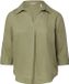 s.Oliver - Linnen blouse met 3/4 mouwen en omslag - Olijfgroen - Maat 50