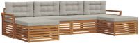 vidaXL Acacia Hout Bank Loungeset 6-Zits Natuurlijk en Lichtgrijs