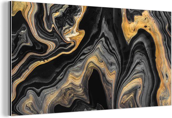 MuchoWow Abstract Gold Metal Wall Art - 120x60cm - Modern Industrial Decor