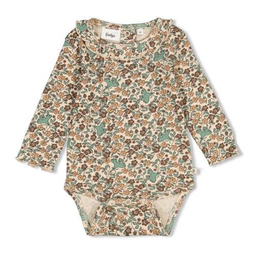 Feetje romper Lucky Bloombird - beige/groen/bruin