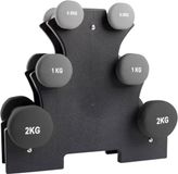 VirtuFit Set d'haltères - 7 kg - 6 Haltères - Vinyle - Noir