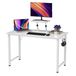 Bureau blanc de 100x50x75 cm avec étagère réglable en hauteur et crochets – Bureau informatique pour le télétravail
