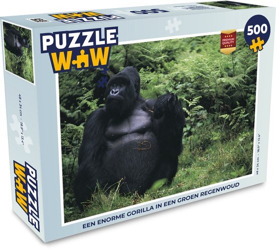 MuchoWow Puzzel Een enorme Gorilla in een groen regenwoud - Legpuzzel - Puzzel 500 stukjes