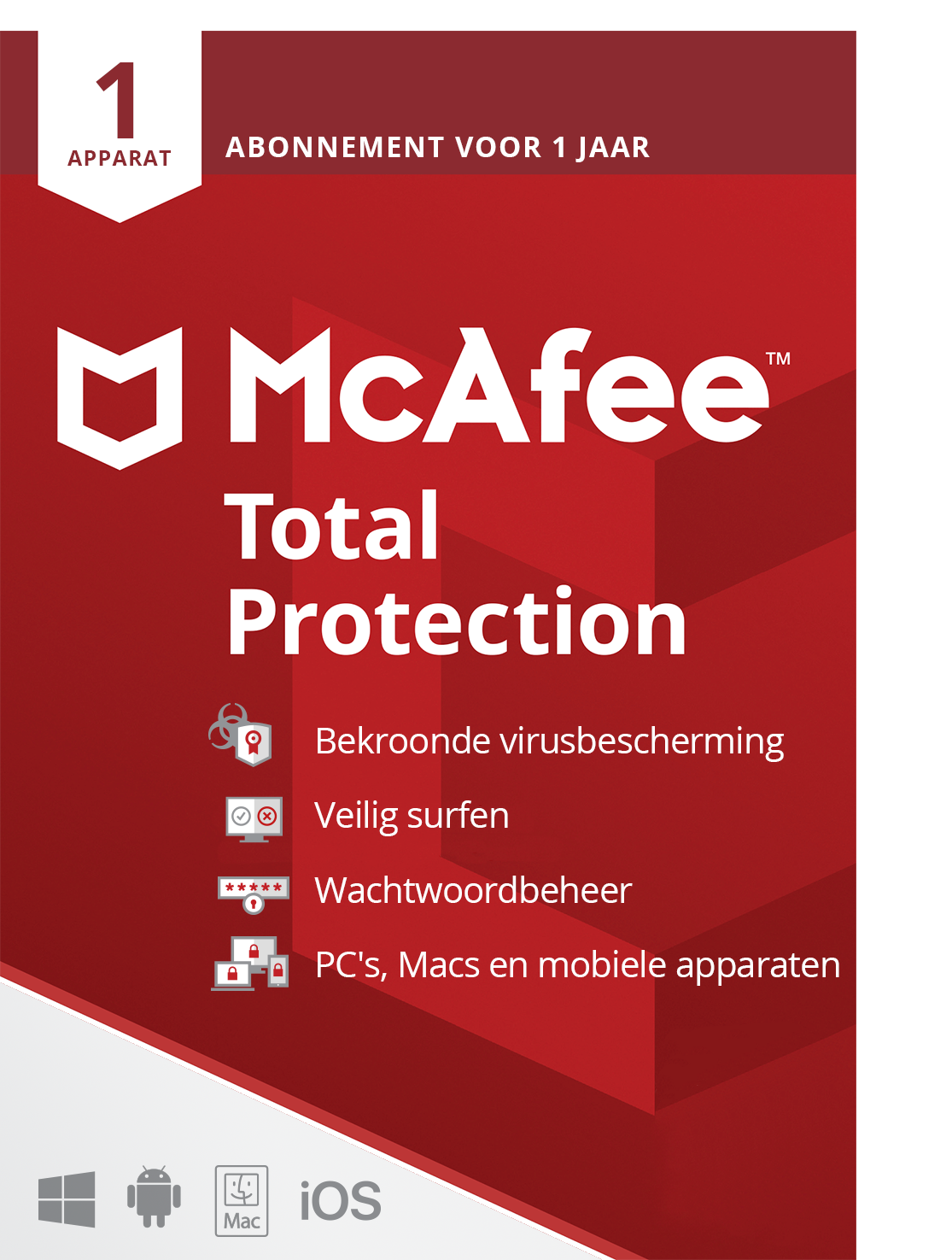 McAfee Total Protection 2021 | 1Apparaat - 1jaar | Windows - Mac - Android - iOS