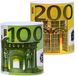 Merkloos / Sans marque Concorde Iberica Spaarpot geld thema - 2x stuks - 200 en 100 euro print - 20 cm - spaardoelen