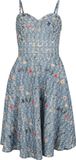 Voodoo Vixen Summer Flowers Emb Flare Dames Midi-jurk - blauw - M