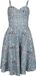 Voodoo Vixen Summer Flowers Emb Flare Dames Midi-jurk - blauw - M