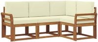 vidaXL - Hoek loungeset - 4-delig - Acacia hout - Natuurlijk en crème