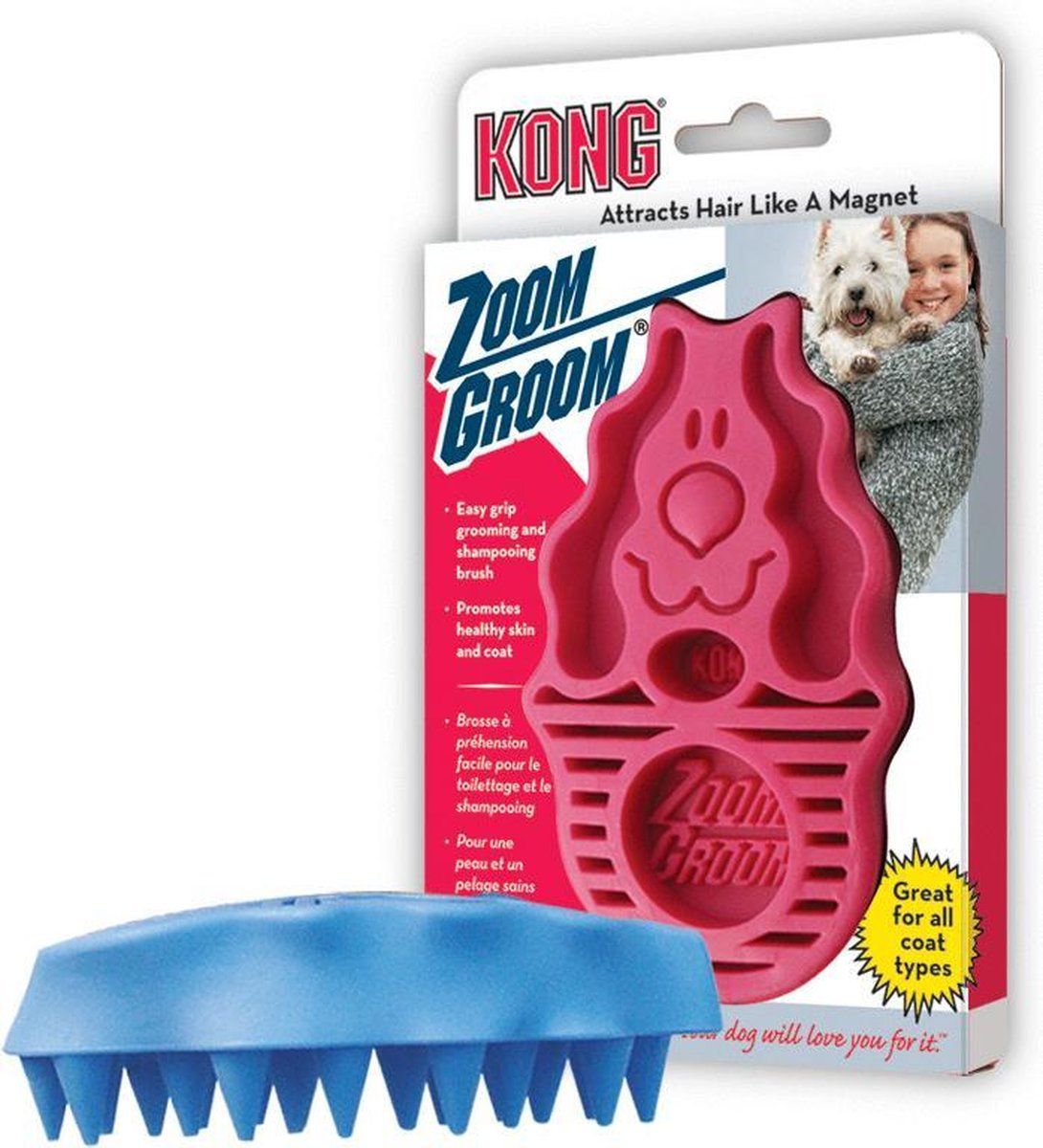 Kong Borstel Rubber Zoomgroom - Hondenvachtborstel - Roze per stuk