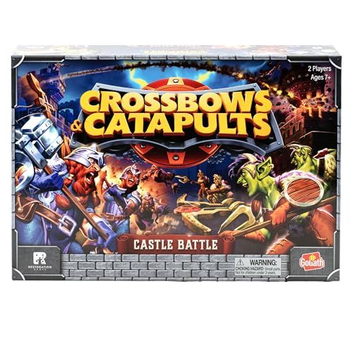 Goliath Crossbows & Catapults, Strategisch Bordspel voor Kinderen vanaf 7 Jaar, Katapult vs Kasteelstrijd, Spel voor 2 Spelers, Gemiddelde duur van 20 tot 30 Minuten