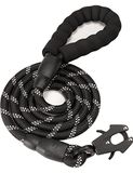 GEIT 2/4/5/6FT Hondenriem, Heavy Duty Touwriemen, Reflecterende Nylon Huisdier Lood met Aluminium Quick Release/Locking Tactische Kikker Clip voor Kleine Middelgrote en Grote Honden, Zwart, 1/2 inch