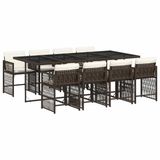 vidaXL 9-delige Tuinset met kussens, poly rattan, bruin