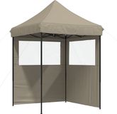 vidaXL Partytent, inklapbaar, pop-up model, met 2 zijpanelen, taupekleurig