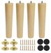 4 pieds de meuble en bois, 25 cm, pieds de table, ronds, naturel
